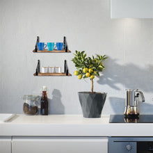 Load image into Gallery viewer, Set of 2 Floating Shelves Wall Mount Rustic Wood Wall Shelves for Kitchen Living Room Bathroom Bedroom