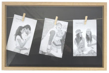 Load image into Gallery viewer, Black Natural Wood Triple Peg Frame