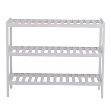 Load image into Gallery viewer, 100% Bamboo Shoe Rack Bench, Shoe Storage, 3-Layer Multi-Functional Cell Shelf, Can Be Used For Entrance Corridor, Bathroom, Living Room And Corridor 70 * 25 * 55 - White