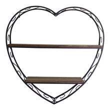 Load image into Gallery viewer, Scroll Design Heart Shaped Metal & Wood Shelf Unit