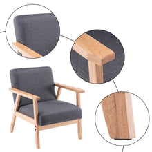 Load image into Gallery viewer, (64x59x71cm) Simple Fabric Wood Armrest Single Sofa Burlywood Light Grey