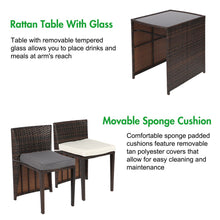 Load image into Gallery viewer, 3 PCS Rattan Bistro Set, Garden Furniture Set 2 Seater, PE Rattan Garden Patio Furniture Set, Outdoor Seating Garden Chairs for 2 with Coffee Table for Garden Patio Bistro Porch Balcony