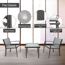 Load image into Gallery viewer, Grey Garden Furniture Set 2 Seater, Indoor Outdoor 3 Piece set Patio Furniture Set, Garden Table and Chairs, 2 ArmChairs + Glass Coffee Table Suitable for Patio Backyard Poolside