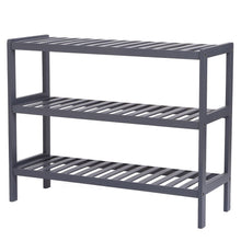 Load image into Gallery viewer, 100% Bamboo Shoe Rack Bench, Shoe Storage, 3-Layer Multi-Functional Cell Shelf, Can Be Used For Entrance Corridor, Bathroom, Living Room And Corridor 70 * 25 * 55 - Grey