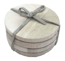 Load image into Gallery viewer, Set of 4 Wood Effect Marble Coasters - Round