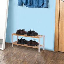 Load image into Gallery viewer, 100% Bamboo Shoe Rack Bench, Shoe Storage, 2-Layer Multi-Functional Cell Shelf, Can Be Used For Entrance Corridor, Bathroom, Living Room And Corridor 70 * 25 * 33 - Natural and White