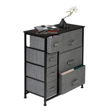 Load image into Gallery viewer, Dresser With 7 Drawers - Furniture Storage Tower Unit For Bedroom, Hallway, Closet, Office Organization - Steel Frame, Wood Top, Easy Pull Fabric Bins, Grey