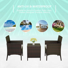 Load image into Gallery viewer, 3 PCS Rattan Wicker Furniture Set 2 Seater, PE Rattan Garden Patio Garden Furniture Bistro Set, Outdoor Seating Garden Chairs Set Of 2 with Coffee Table for Garden Patio Bistro Porch Balcony