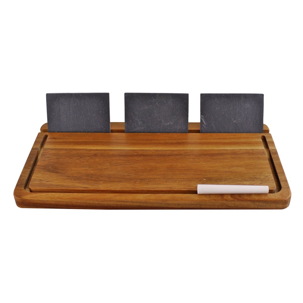 Acacia Wood Cheese Board With Slate Name Plaques – Wood Things Direct