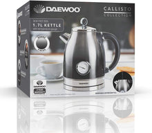 Load image into Gallery viewer, Daewoo Callisto Temperature Dial 1.7L Kettle, Removable & Washable Limescale Filter, Manual Lid Opening, Auto/Manual Switch Off Options, Fully Rotational Base, Concealed Heating Element - Ombre Effect
