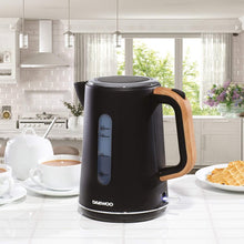 Load image into Gallery viewer, Daewoo Stockholm 1.7L Wood Effect Handle Cordless Design Black Kettle