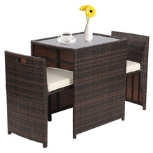 Load image into Gallery viewer, 3 PCS Rattan Bistro Set, Garden Furniture Set 2 Seater, PE Rattan Garden Patio Furniture Set, Outdoor Seating Garden Chairs for 2 with Coffee Table for Garden Patio Bistro Porch Balcony