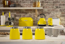 Load image into Gallery viewer, Daewoo Soho 1.7L 3KW Pyramid Kettle, 2 Slice Toaster, Set of  Three Canisters &amp; Mug Tree - Yellow
