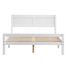 Load image into Gallery viewer, Vertical Board Bed Head Horizontal Bar Bed End Solid Wood Bed White 4FT6
