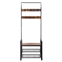 Load image into Gallery viewer, Industrial Vintage Coat Rack Shoe Bench, Hall Tree Entryway Storage Shelf, 3 in 1 Design
