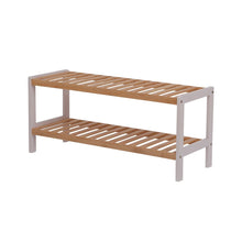Load image into Gallery viewer, 100% Bamboo Shoe Rack Bench, Shoe Storage, 2-Layer Multi-Functional Cell Shelf, Can Be Used For Entrance Corridor, Bathroom, Living Room And Corridor 70 * 25 * 33 - Natural and White

