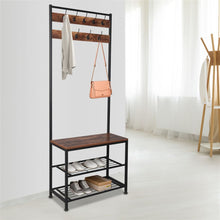 Load image into Gallery viewer, Industrial Coat Rack, Hall Tree Entryway Shoe Bench, Storage Shelf Organizer, Accent Furniture with Metal Frame
