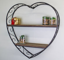 Load image into Gallery viewer, Scroll Design Heart Shaped Metal &amp; Wood Shelf Unit
