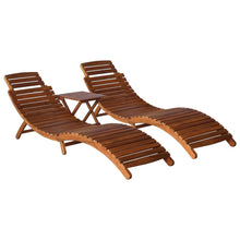 Load image into Gallery viewer, 3 Piece Sunlounger with Tea Table Solid Acacia Wood
