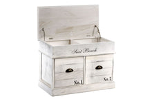 Load image into Gallery viewer, White Wood Seat Bench 2 Drawers 70 x 35 x 50cm
