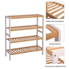 Load image into Gallery viewer, 100% Bamboo Shoe Rack Bench, Shoe Storage, 4-Layer Multi-Functional Cell Shelf, Can Be Used For Entrance Corridor, Bathroom, Living Room And Corridor 70 * 25 * 80 - Natural and White
