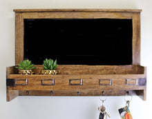 Load image into Gallery viewer, Mango Wood Blackboard With 5 Storage Slots &amp; Key Hooks
