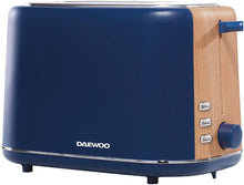 Load image into Gallery viewer, Daewoo Stockholm 2 Slice Blue Matte Finish Wood Effect Toaster 6 Time Settings
