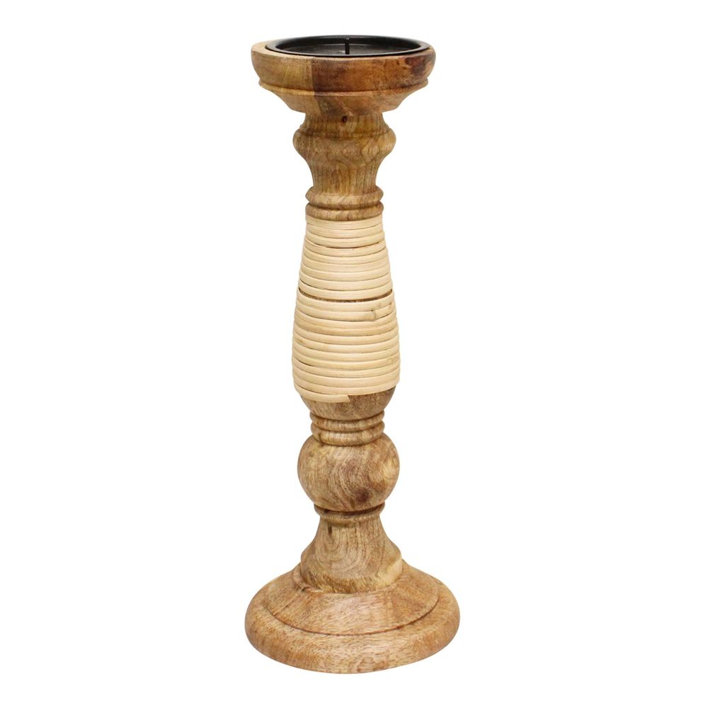 Natural Interiors Mango Wood Candlestick, 35cm.