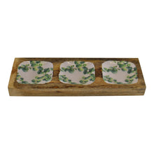 Load image into Gallery viewer, Wood &amp; Enamel 3 Portion Snack Serving Tray
