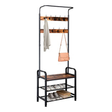 Load image into Gallery viewer, Industrial Vintage Coat Rack Shoe Bench, Hall Tree Entryway Storage Shelf, 3 in 1 Design
