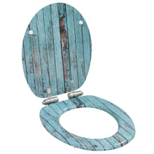 Load image into Gallery viewer, WC Toilet Seat with Soft Close Lid MDF Old Wood Design
