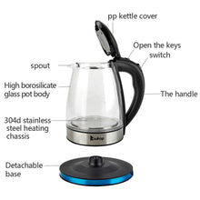 Load image into Gallery viewer, ZOKOP HD-1861-A 220V 2200W 1.8L Electric Glass Kettle UK Plug
