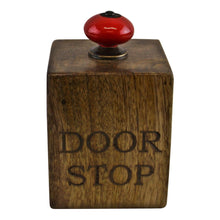 Load image into Gallery viewer, Mango Wood Doorstop With Red Ceramic Knob
