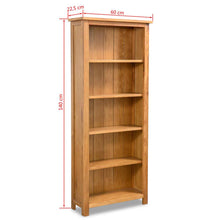 Load image into Gallery viewer, 5-Tier Bookcase 60x22.5x140 cm Solid Oak Wood
