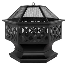 Load image into Gallery viewer, 24&quot; Hexagonal Shaped Iron Brazier Wood Burning Fire Pit Decoration for Backyard Poolside
