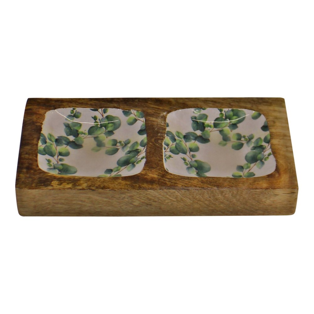 Wood & Enamel 2 Portion Snack Serving Tray