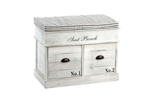 Load image into Gallery viewer, White Wood Seat Bench 2 Drawers 70 x 35 x 50cm
