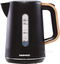 Load image into Gallery viewer, Daewoo Stockholm 1.7L Wood Effect Handle Kettle - Black
