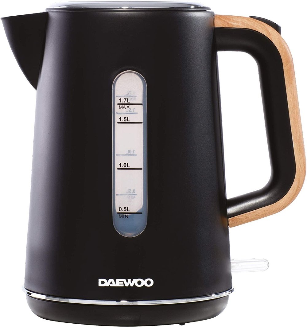 Daewoo Stockholm 1.7L Wood Effect Handle Kettle - Black