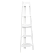 Load image into Gallery viewer, 5 Tier Corner Shelf Stand Wood Display Storage Home Furniture White
