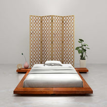 Load image into Gallery viewer, Japanese Futon Bed Frame &amp; 2 Bed Side Solid Acacia Wood
