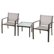 Load image into Gallery viewer, Brown Garden Furniture Set 2 Seater, Indoor Outdoor 3 Piece set Patio Furniture Set, Garden Table and Chairs, 2 ArmChairs + Glass Coffee Table Suitable for Patio Backyard Poolside
