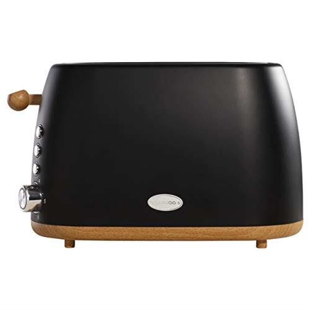 Daewoo Stockholm 2 Slice Black Matte Finish Wood Effect Toaster 6 Time Settings