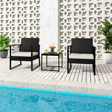 Load image into Gallery viewer, Rattan Garden Furniture Set, 3 PCS Rattan Weaving Wicker Bistro Set Include 2 Armchairs with Cushion, 2 Cushion Cove, 1 Coffee Table for Garden, Balcony, Pool Side
