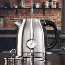 Load image into Gallery viewer, Daewoo Kingsbury 1.7L Stainless Steel Dial Kettle | 3kW | Removable &amp; Washable Limescale Filter | Retro Dial Temperature Gauge | Auto &amp; Manual Switch Off with LTD Indicator - Silver
