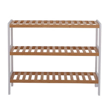 Load image into Gallery viewer, 100% Bamboo Shoe Rack Bench, Shoe Storage, 3-Layer Multi-Functional Cell Shelf, Can Be Used For Entrance Corridor, Bathroom, Living Room And Corridor 70 * 25 * 55 - Natural and White
