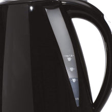 Load image into Gallery viewer, Daewoo Balmoral 1.6L Plastic Kettle (220-240V/50-60Hz/2520-3000W) with Removable &amp; Washable Limescale Filter and 360 Rotation Base, Locking Lid with Auto &amp; Manual Switch Off and LED Indicator - Black
