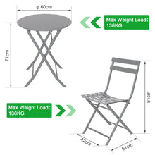 Load image into Gallery viewer, Folding Bistro Dining Table and Chairs Set 2, Folding Dining Table and Chairs with Premium Steel, Dining Room Furniture Set for Outdoor Garden Yard Porch Poolside Lawn Balcony
