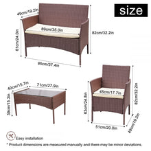 Load image into Gallery viewer, Brown 4 Piece Rattan Garden Furniture Set
