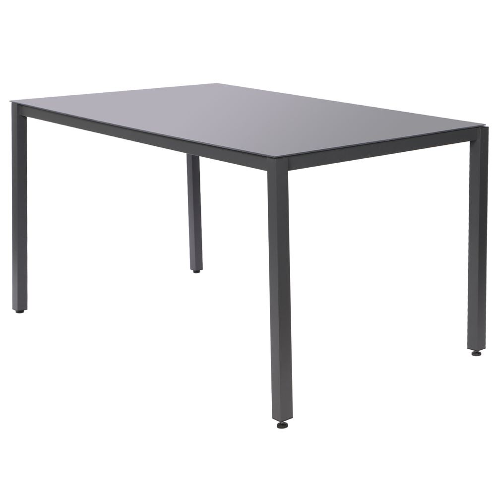 Garden Dining Table, Modern Rectangular Glass Dining Table, Black Glass Dining Table for Dining Room Kitchen Furniture